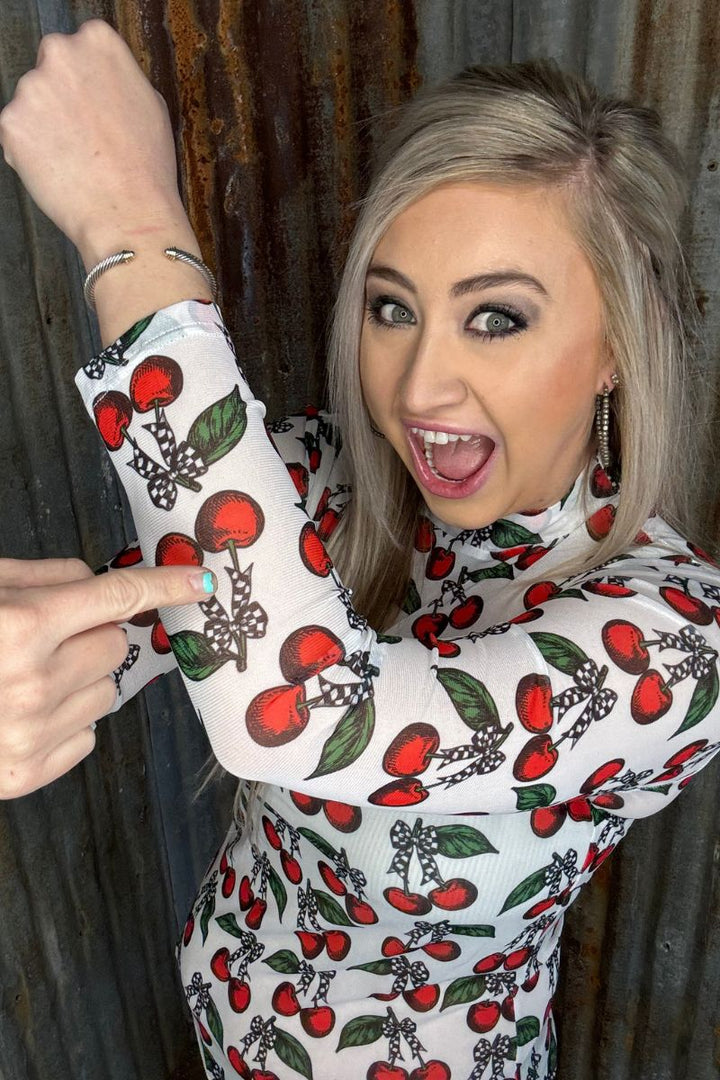 Sterling Kreek Cherry On Top Mesh Top*