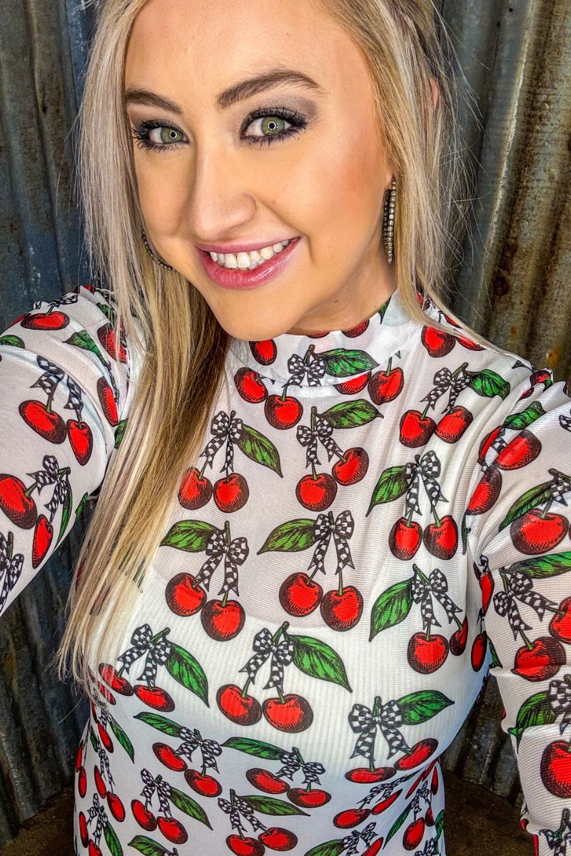 Sterling Kreek Cherry On Top Mesh Top*