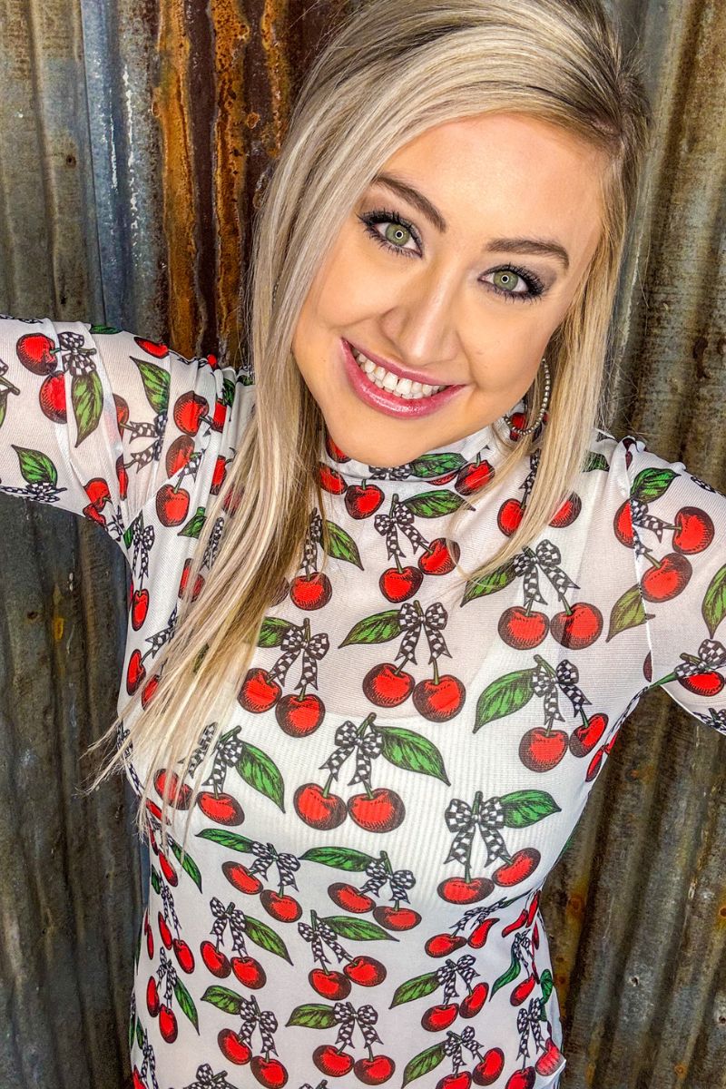 Sterling Kreek Cherry On Top Mesh Top*