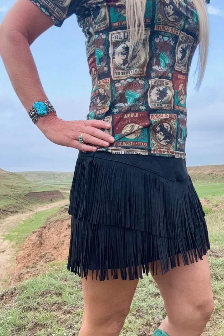 Sterling Kreek Fort Worth Black Fringe Skirt