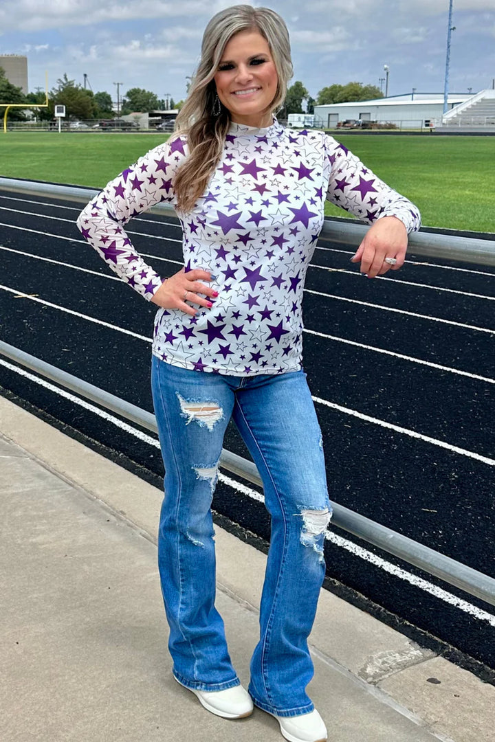 Sterling Kreek Go Team Go Purple Mesh Top