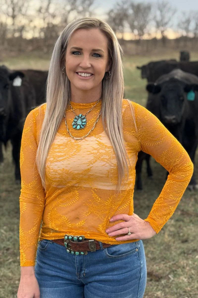 Sterling Kreek Golden Afternoon Lace Top