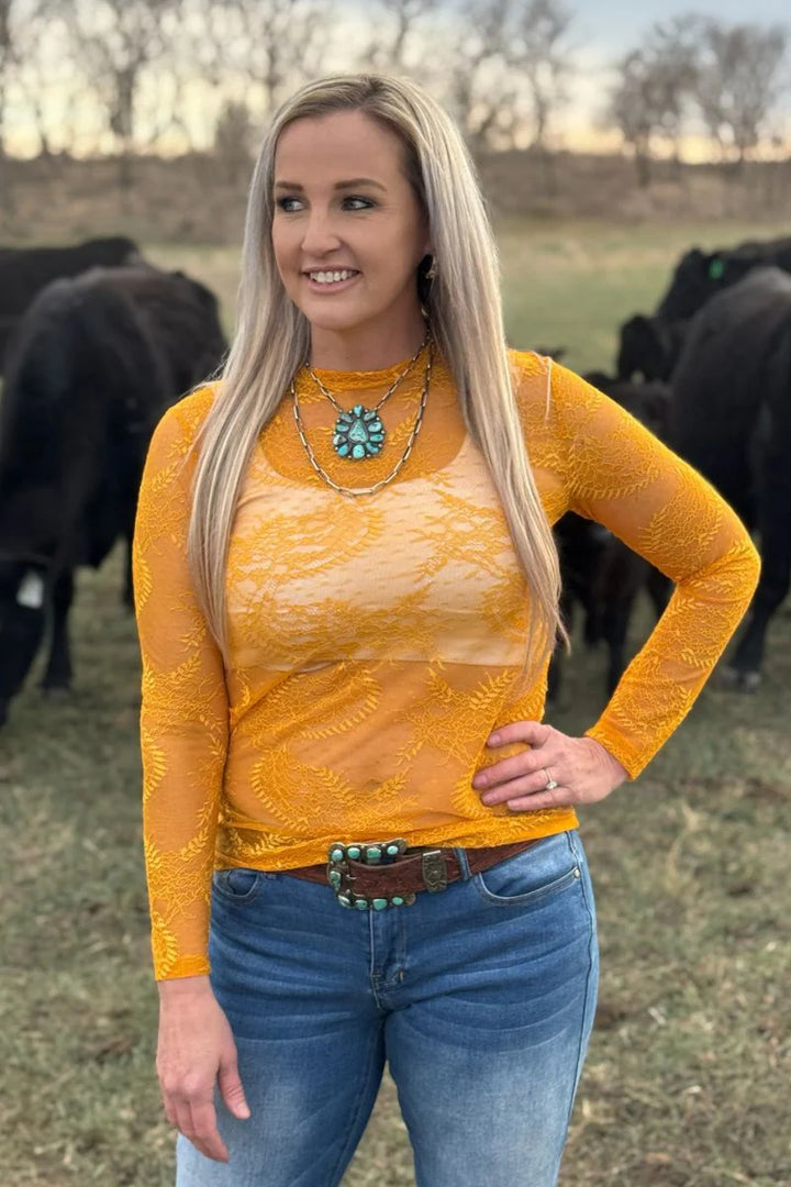 Sterling Kreek Golden Afternoon Lace Top