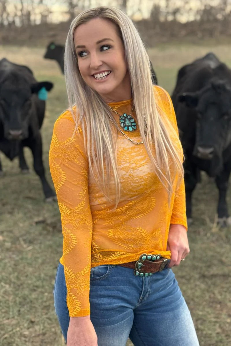 Sterling Kreek Golden Afternoon Lace Top