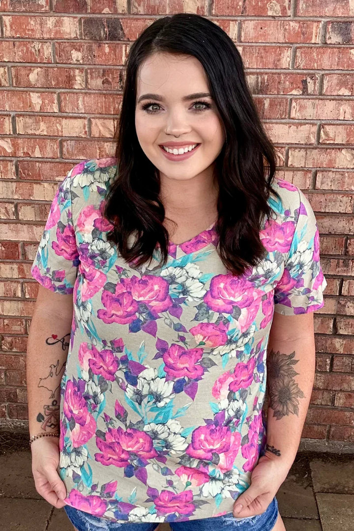 Sterling Kreek Life Is A Flower V Neck Tee