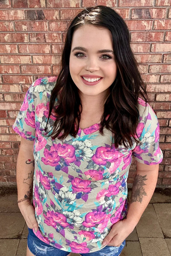 Sterling Kreek Life Is A Flower V Neck Tee