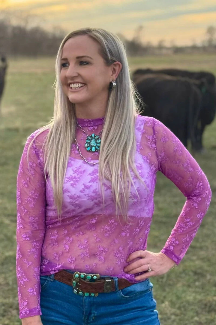 Sterling Kreek Purple Skies Lace Top