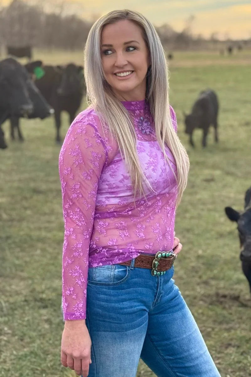 Sterling Kreek Purple Skies Lace Top