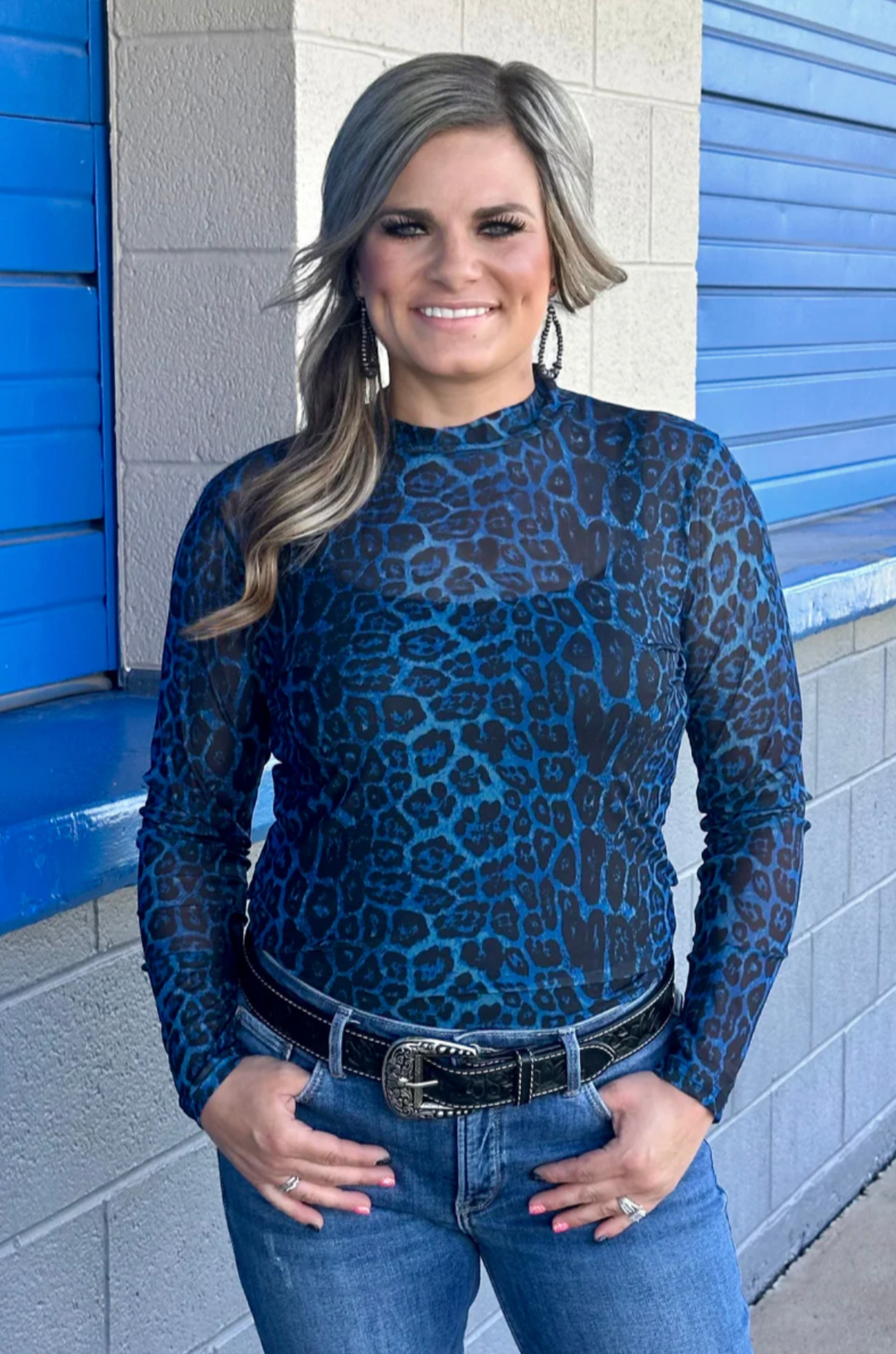 Sterling Kreek Sideline Spirit Blue Mesh Top