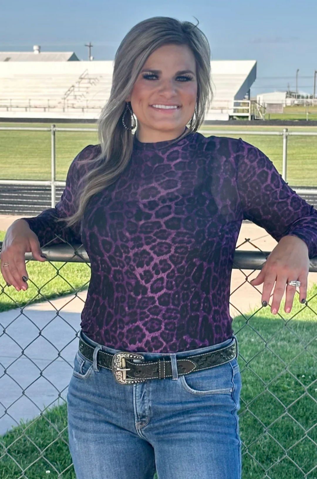 Sterling Kreek Sideline Spirit Purple Mesh Top