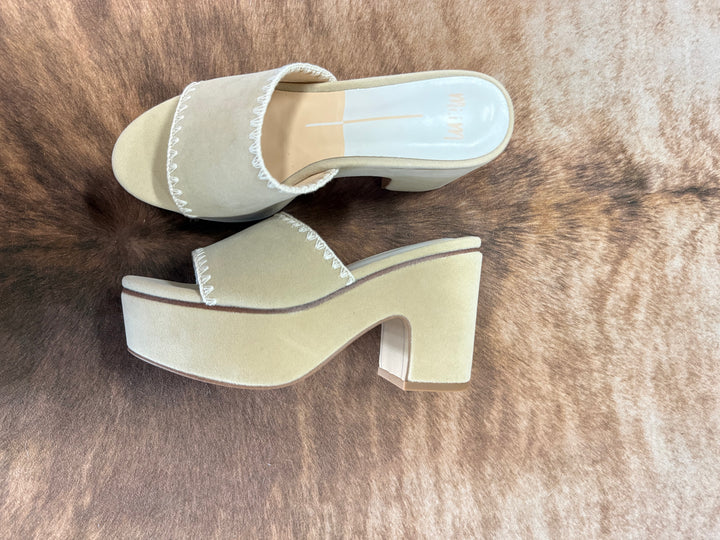 Sydney Beige Block Wedge Heels