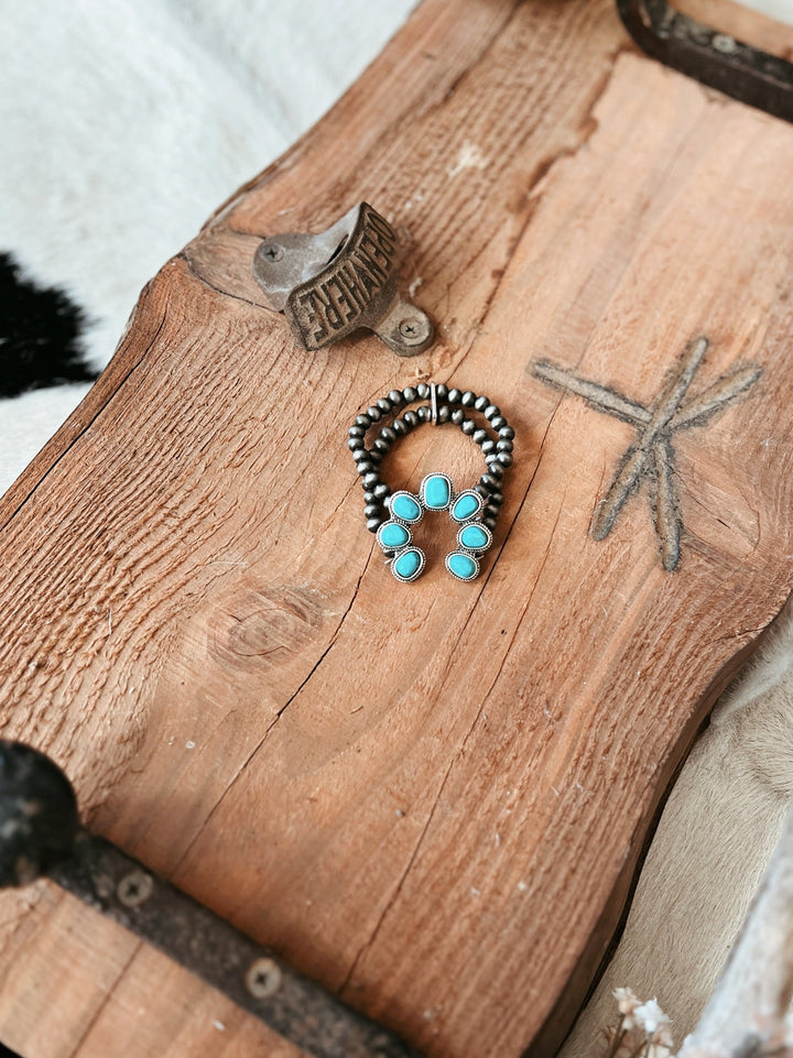 Turquoise Squash Double Strand Stretch Bracelet | gussieduponline