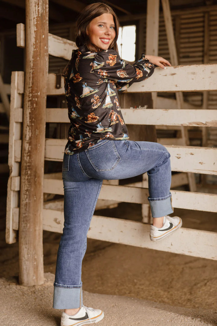 Kreek Dark Wash Cuffed Jeans