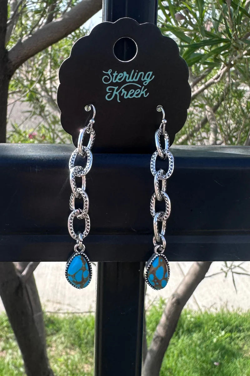 Sterling Kreek Linked In Turquoise Earrings