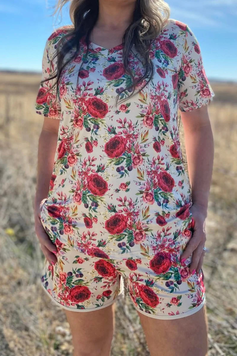 Sterling Kreek Porcelain Petals V Neck Top