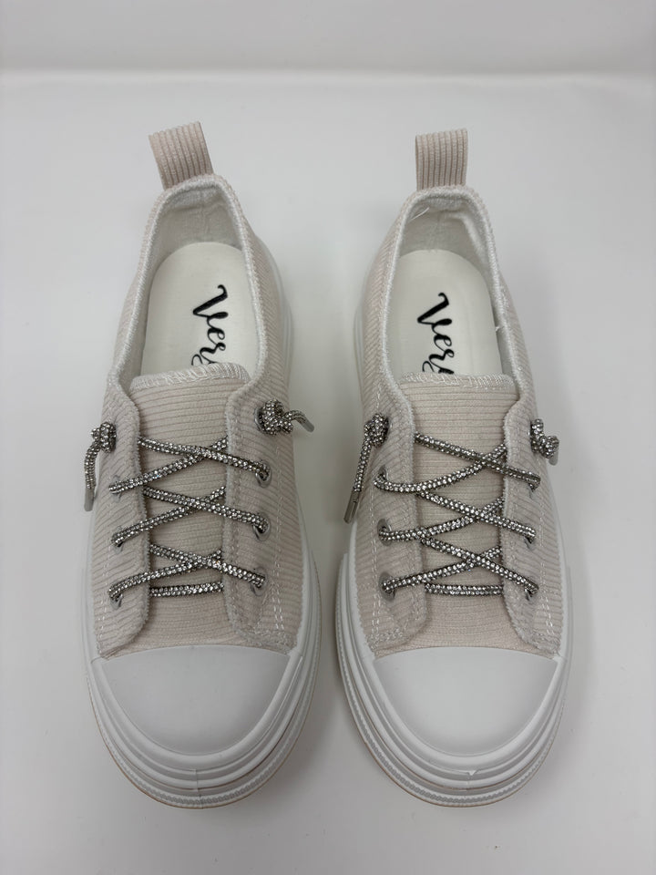 Very G Cream Corduroy Sparkle Sneakers