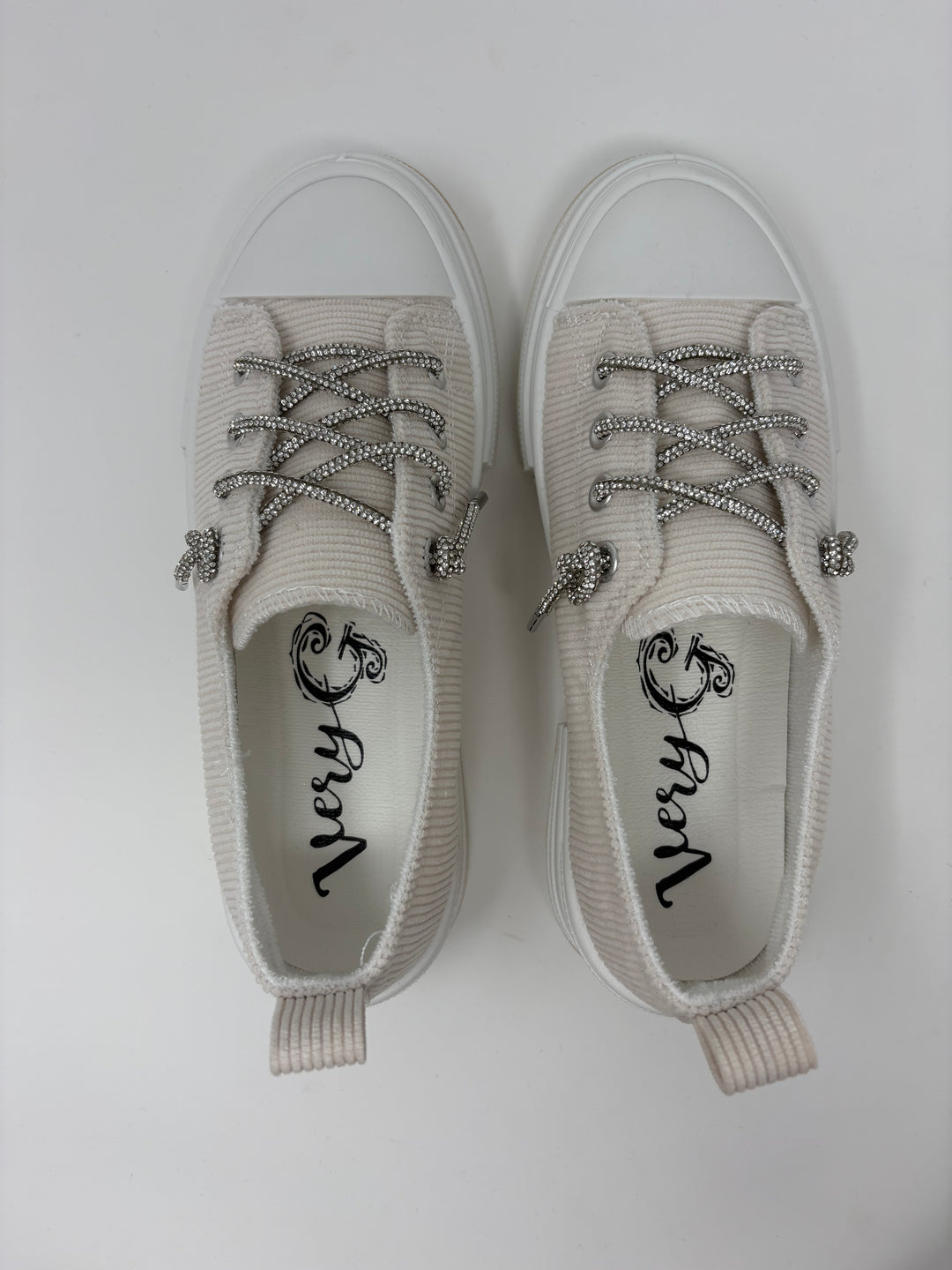 Very G Cream Corduroy Sparkle Sneakers