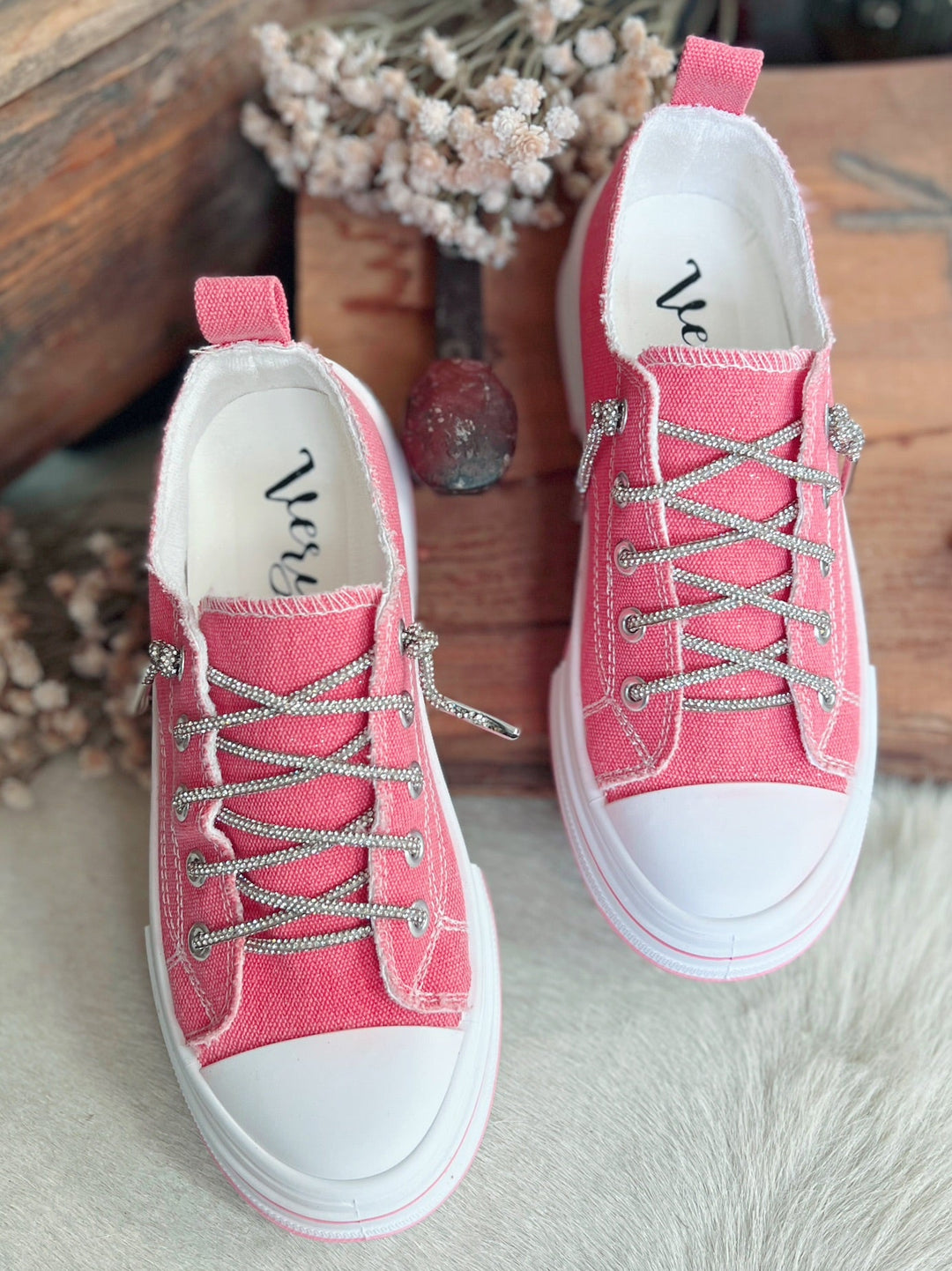 Very G Pink Subtle Sparkle Sneakers | gussieduponline