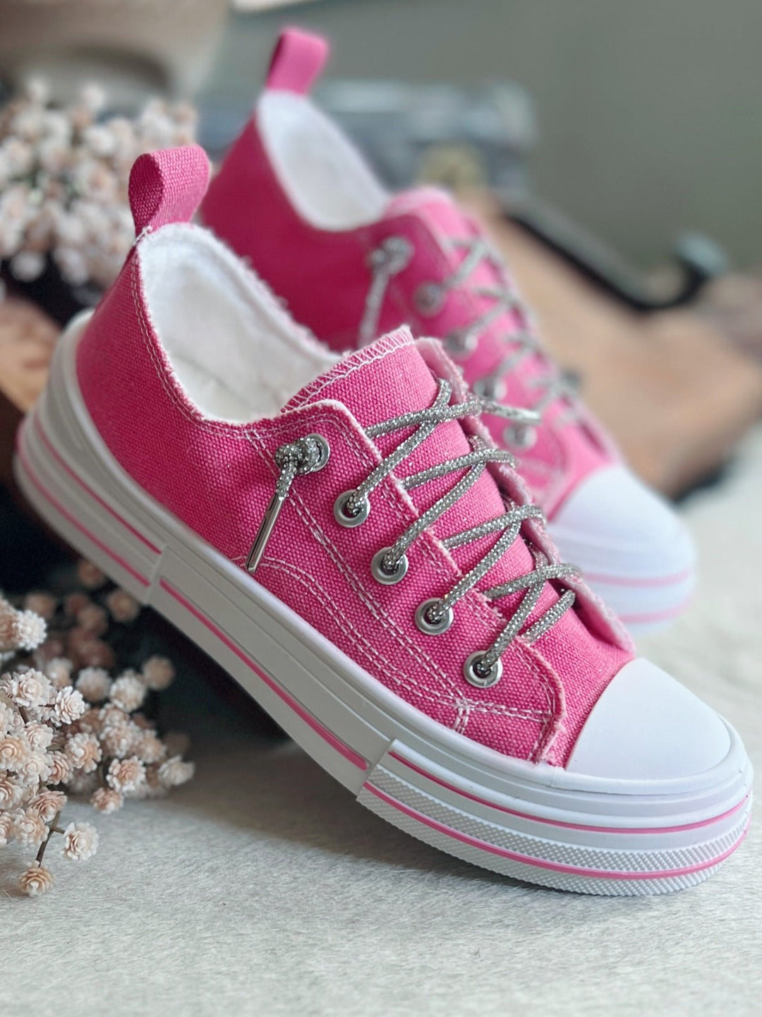Very G Pink Subtle Sparkle Sneakers | gussieduponline