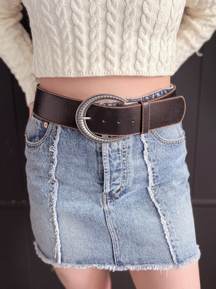 Vintage Wide Distressed Leather Belt | gussieduponline