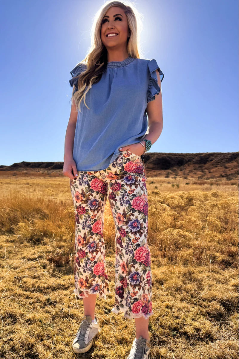 Sterling Kreek Light Wash Babydoll Top