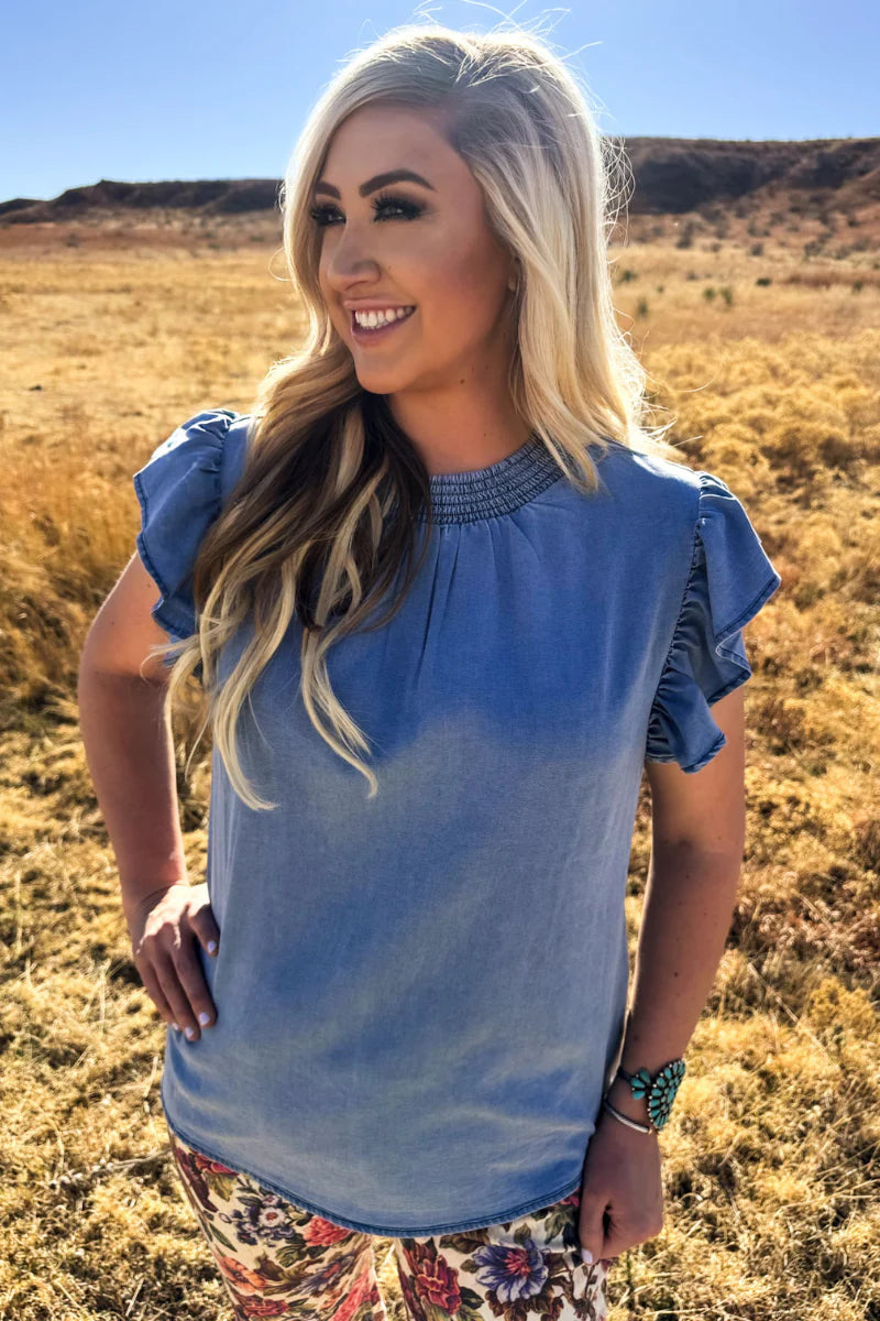 Sterling Kreek Light Wash Babydoll Top