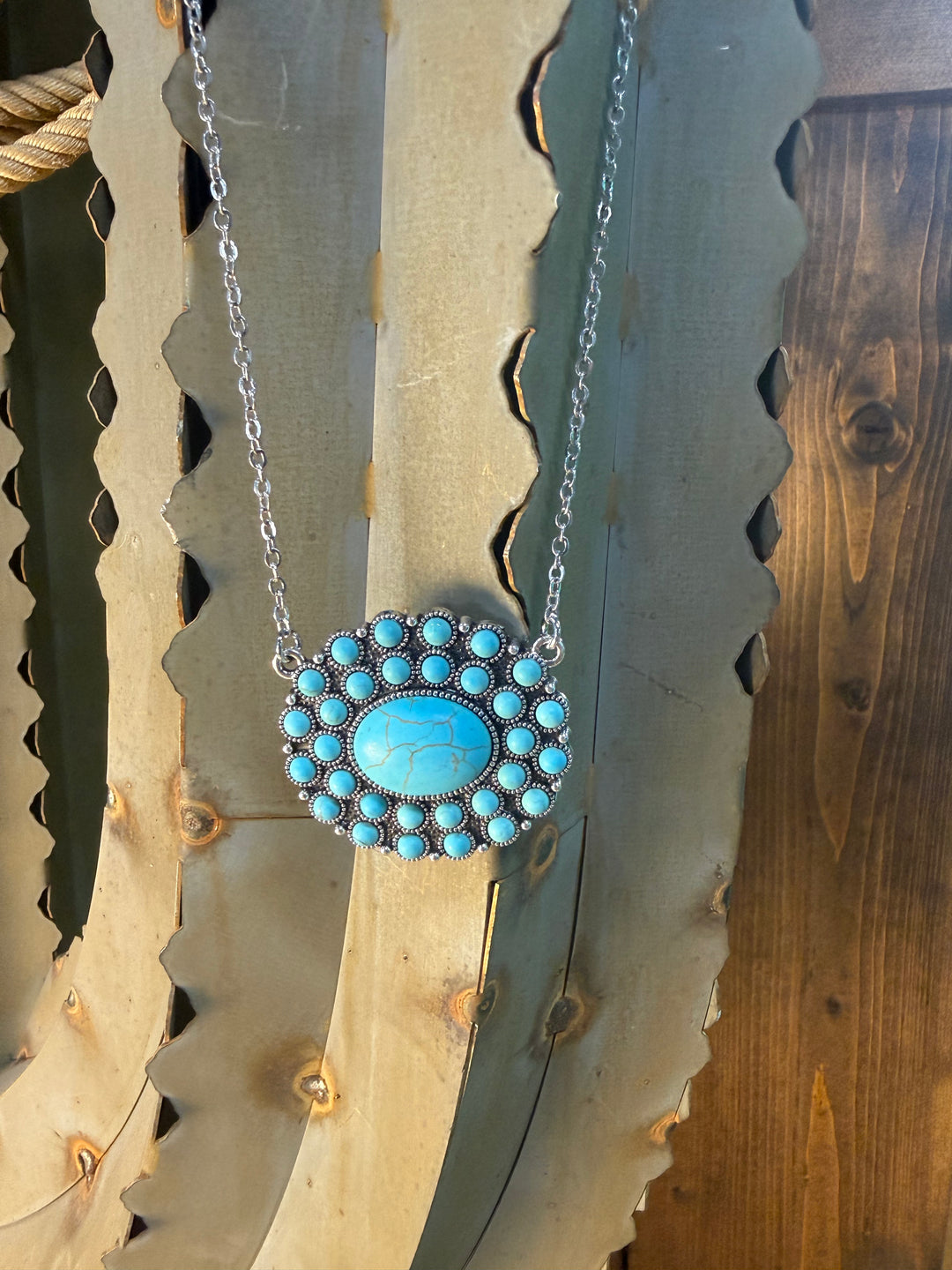 Western Concho Flower Gem Necklace Set