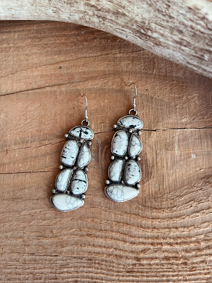 6 Stone Navajo Inspired Cluster Earrings - 2 Colors*