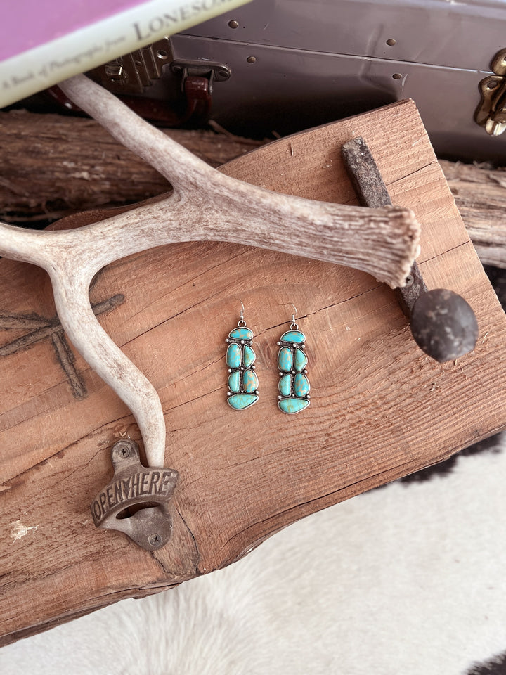 6 Stone Navajo Inspired Cluster Earrings - 2 Colors*