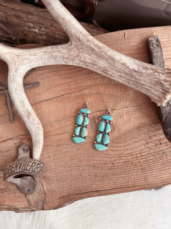 6 Stone Navajo Inspired Cluster Earrings - 2 Colors*