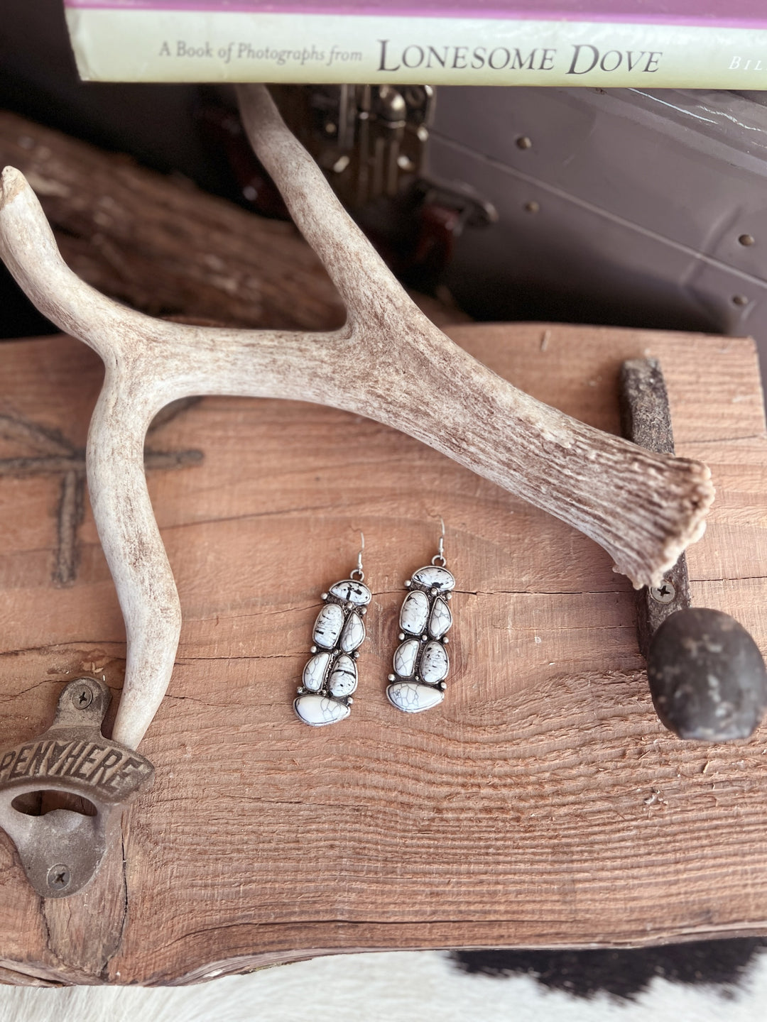 6 Stone Navajo Inspired Cluster Earrings - 2 Colors*