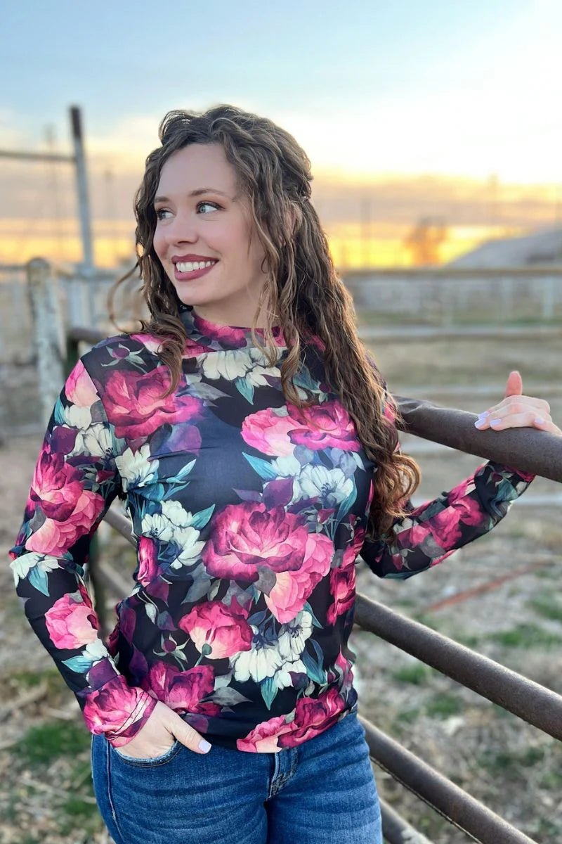 Sterling Kreek Where Flowers Bloom Mesh Top | gussieduponline