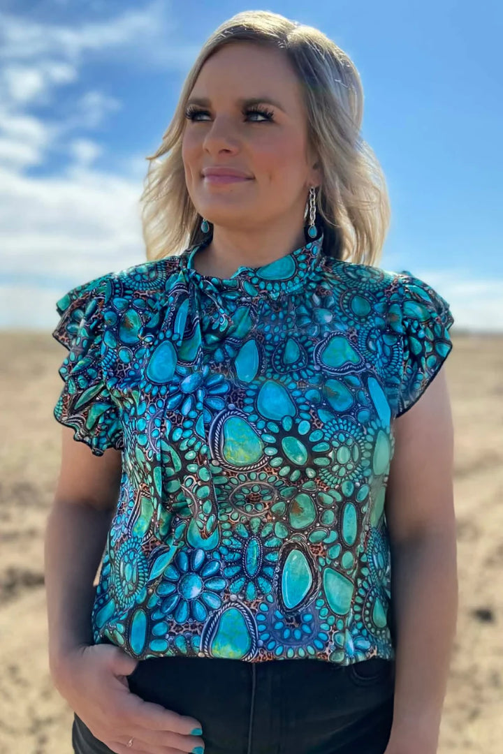 Sterling Kreek Wild Charm Turquoise Top