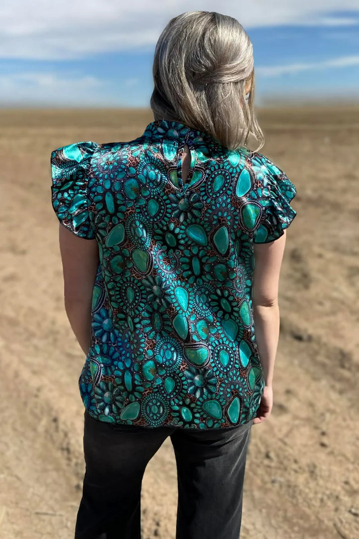 Sterling Kreek Wild Charm Turquoise Top