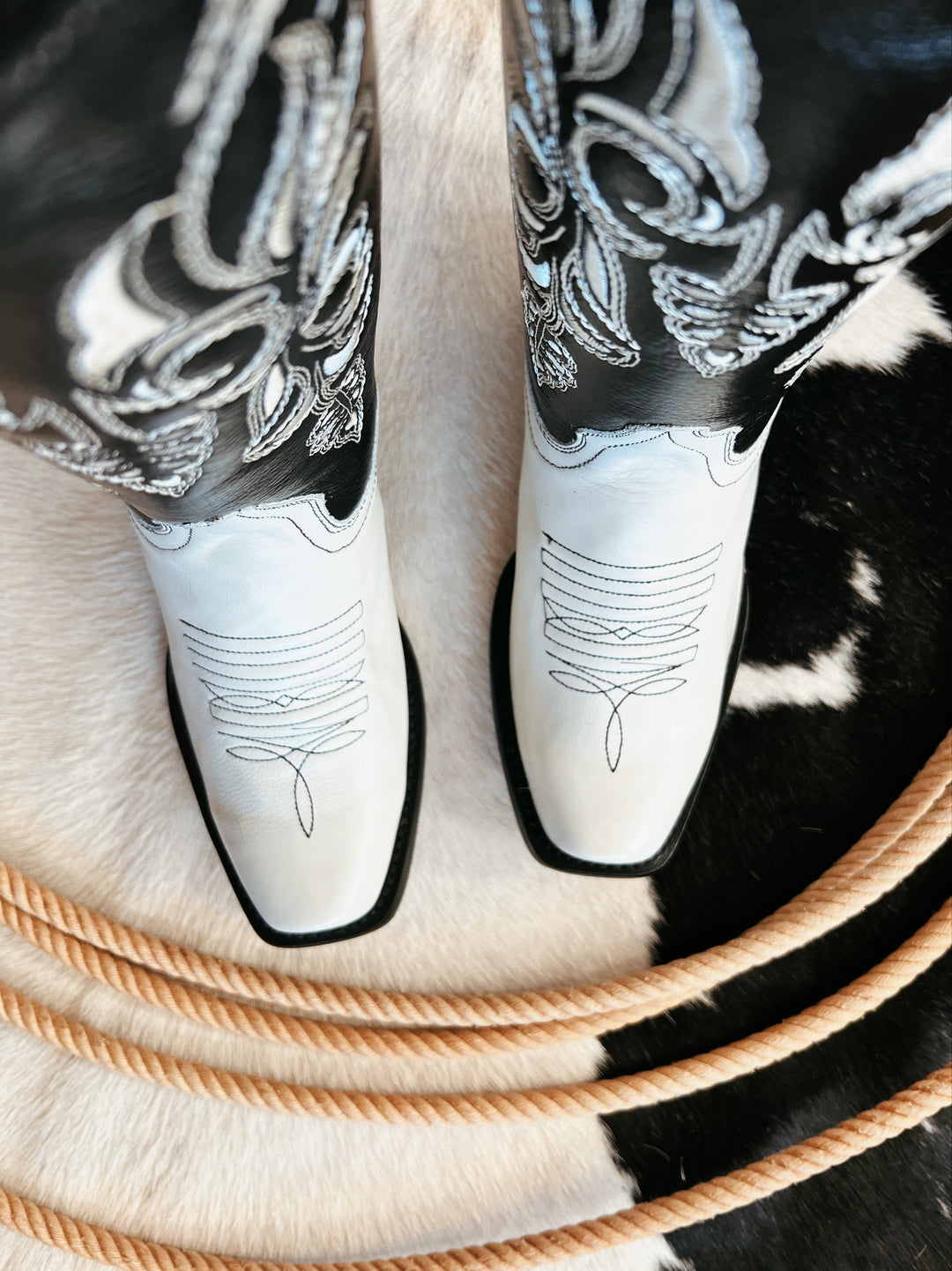 Women's Black and White Retro Boots | gussieduponline