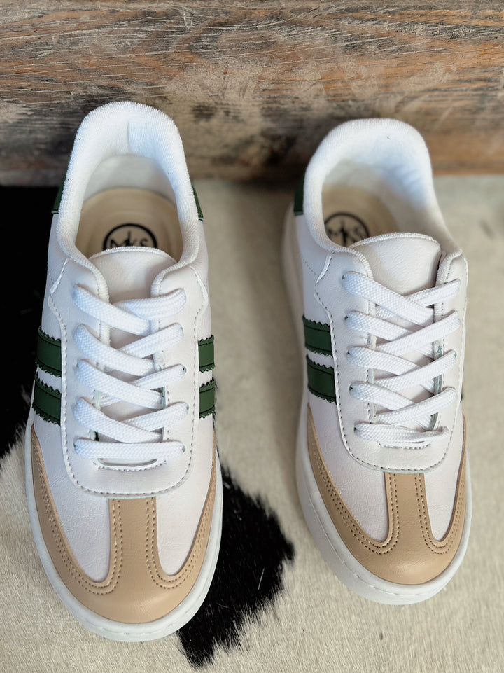 Women's Double Stripe Green Sneakers | gussieduponline