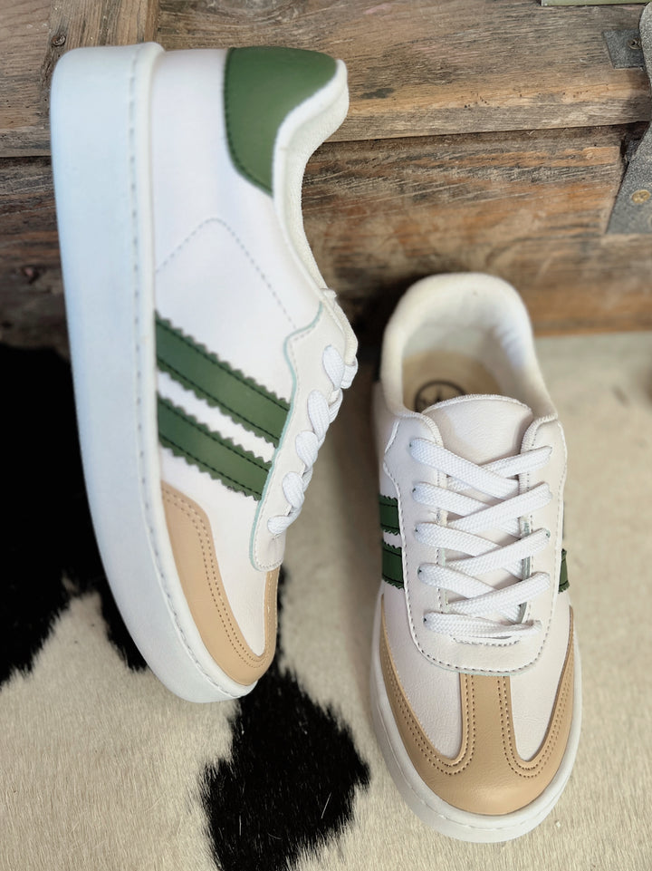 Women's Double Stripe Green Sneakers | Gussied Up Online Boutique Women's Double Stripe Green Sneakers | gussieduponline