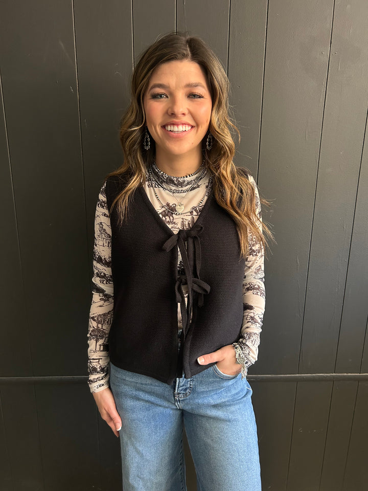 Madfit Front Tie Sweater Vest- 2 Colors