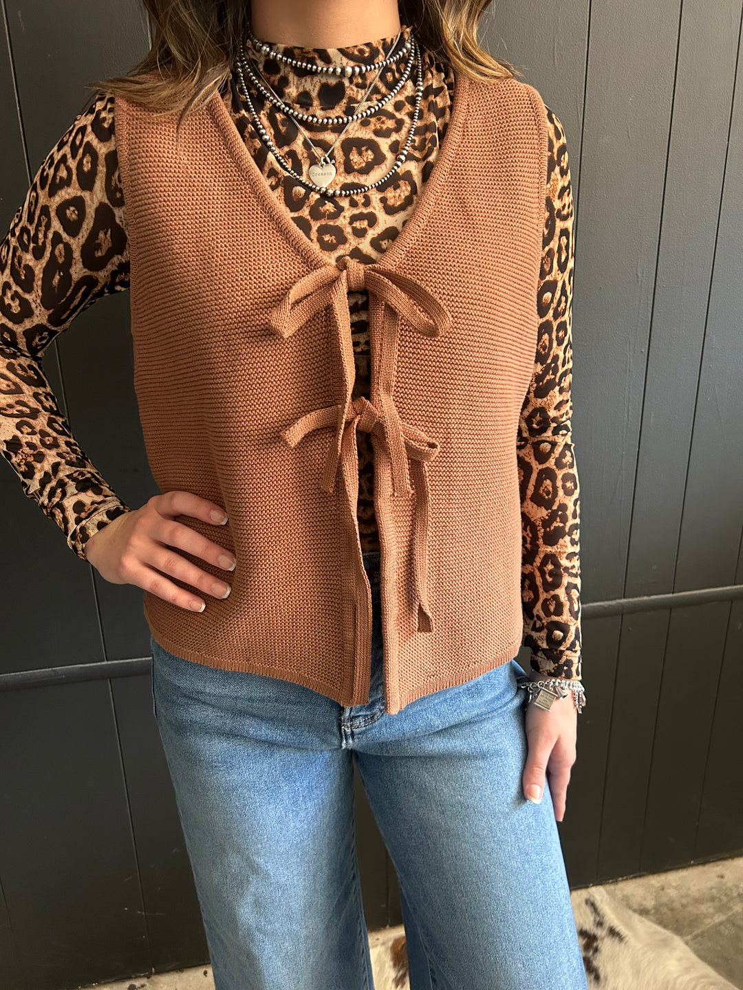 Madfit Front Tie Sweater Vest- 2 Colors