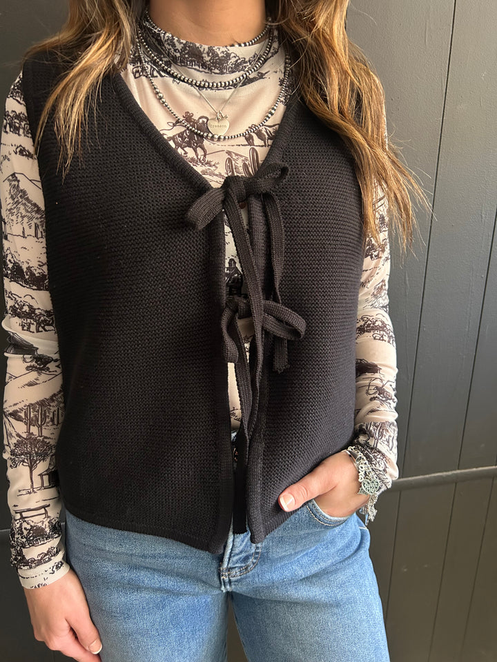 Madfit Front Tie Sweater Vest- 2 Colors