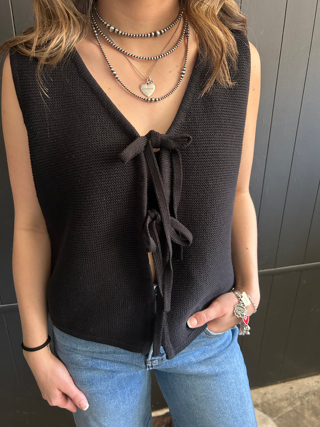 Madfit Front Tie Sweater Vest- 2 Colors