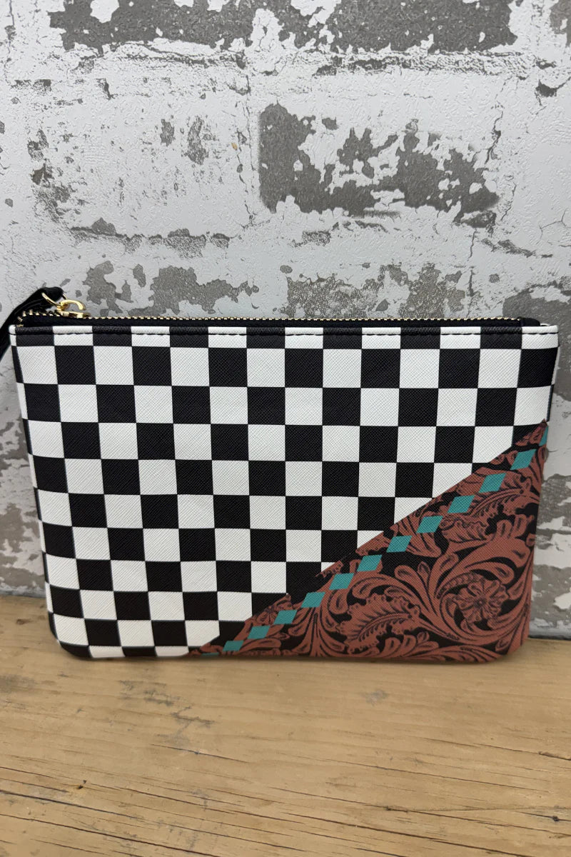 Sterling Kreek Cowgirl Check Cosmetic Bag