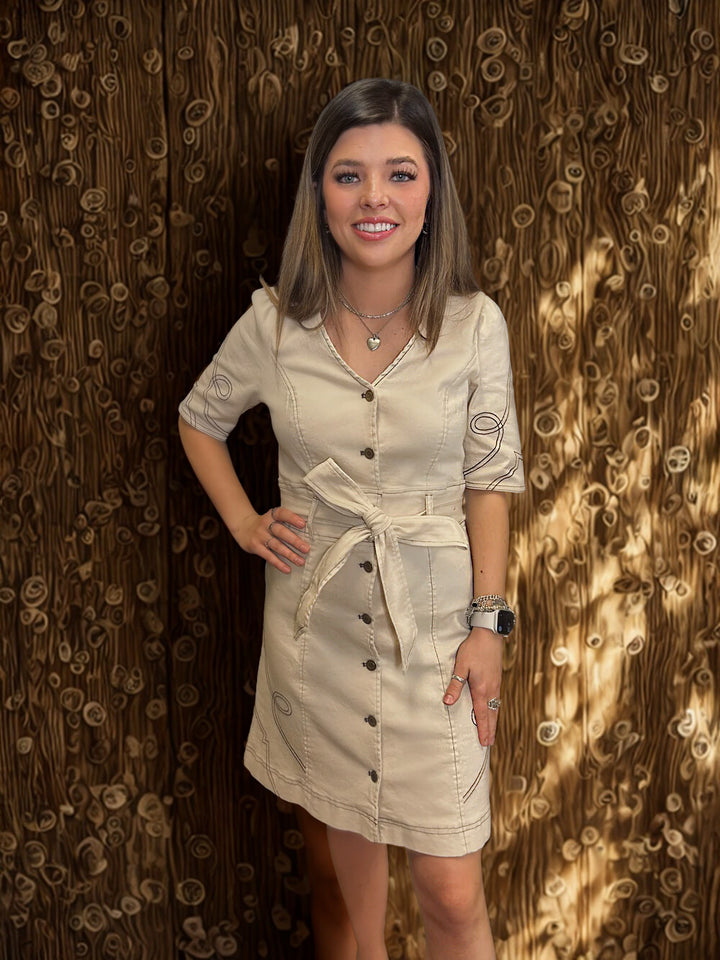 Twill Cowgirl Short Sleeve Mini Dress*