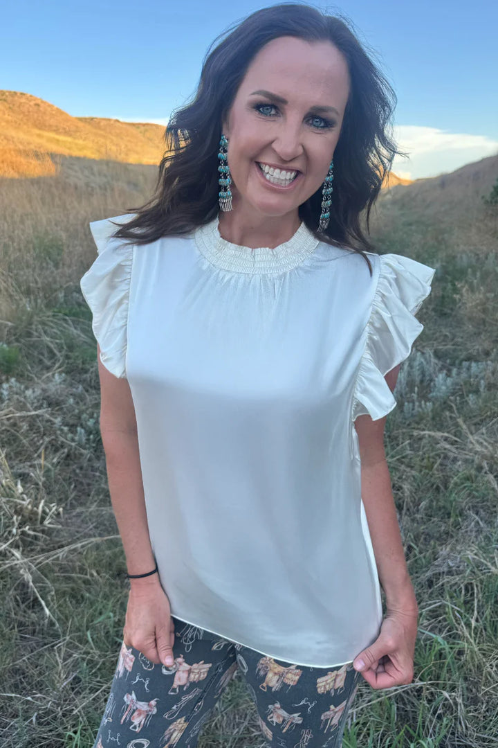 Sterling Kreek Cream Babydoll Top