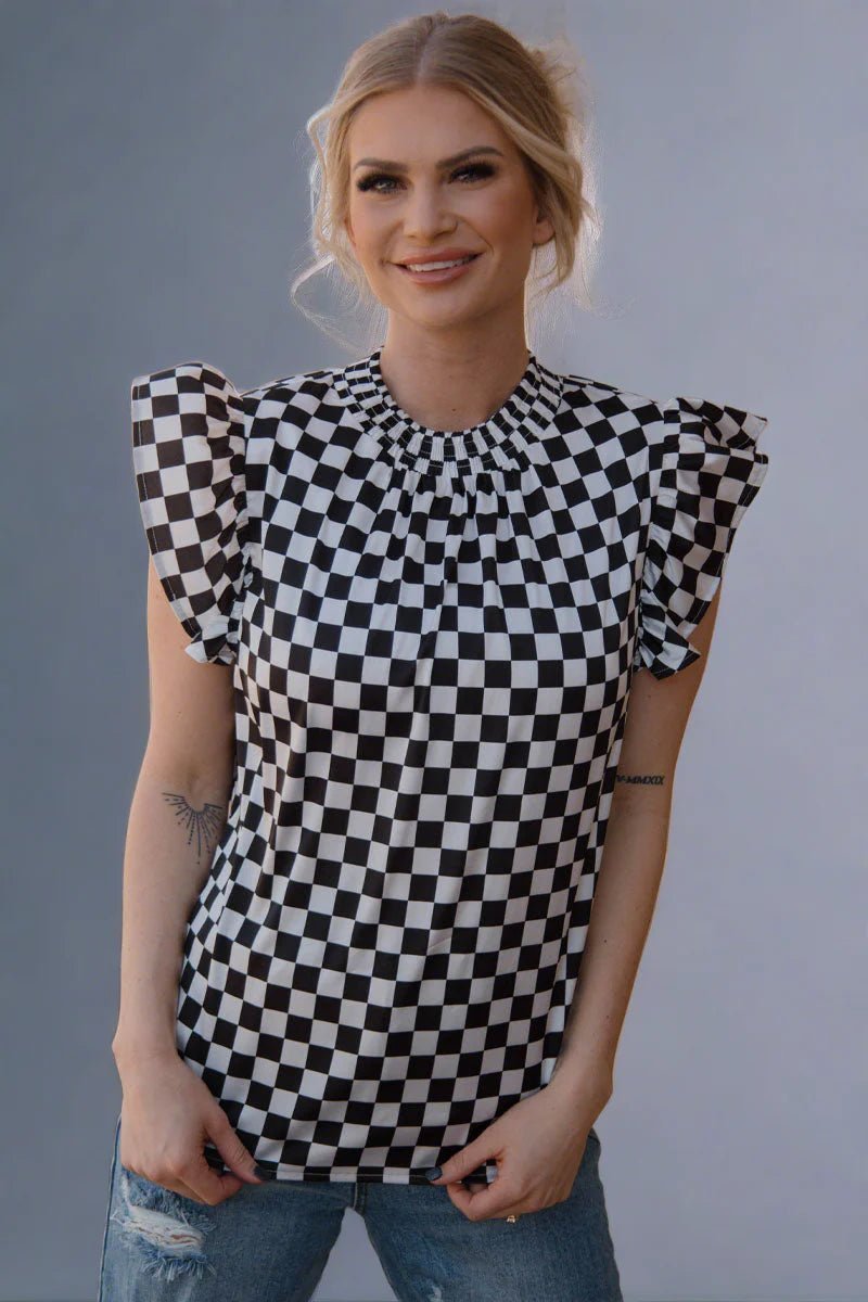 PLUS Sterling Kreek Babydoll Checked Top | gussieduponline