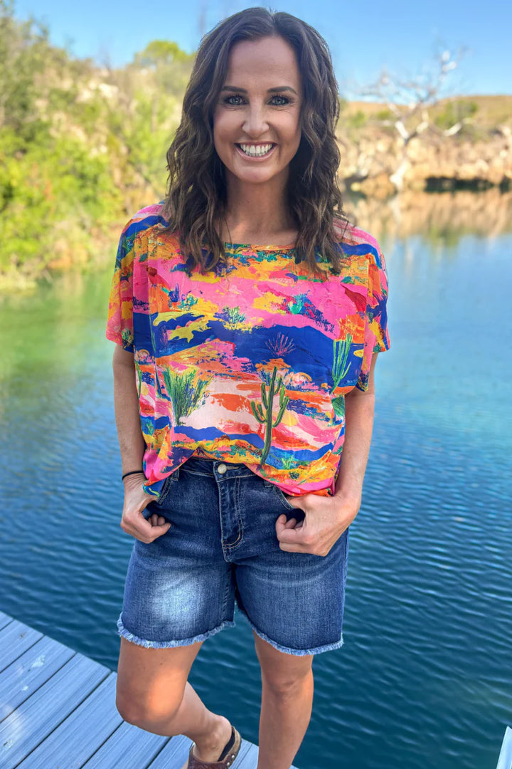 Sterling Kreek Desert Splash Mesh Top