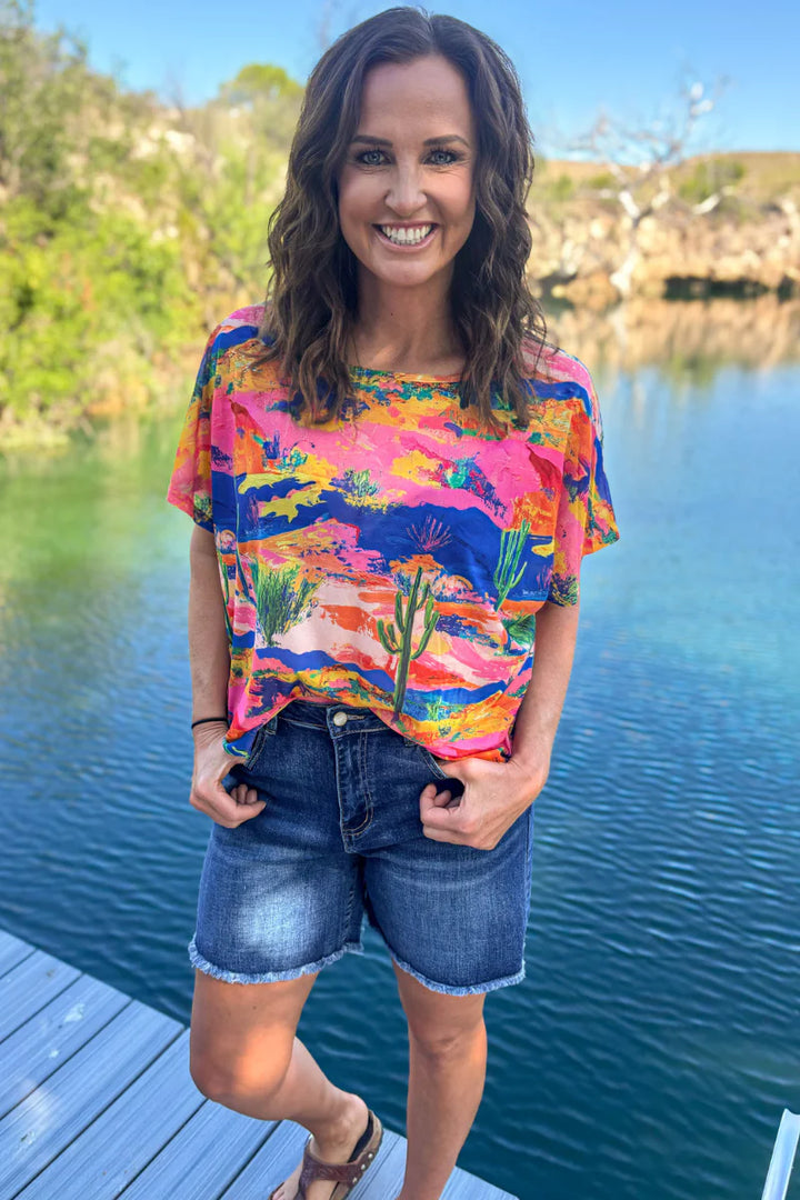 Sterling Kreek Desert Splash Mesh Top
