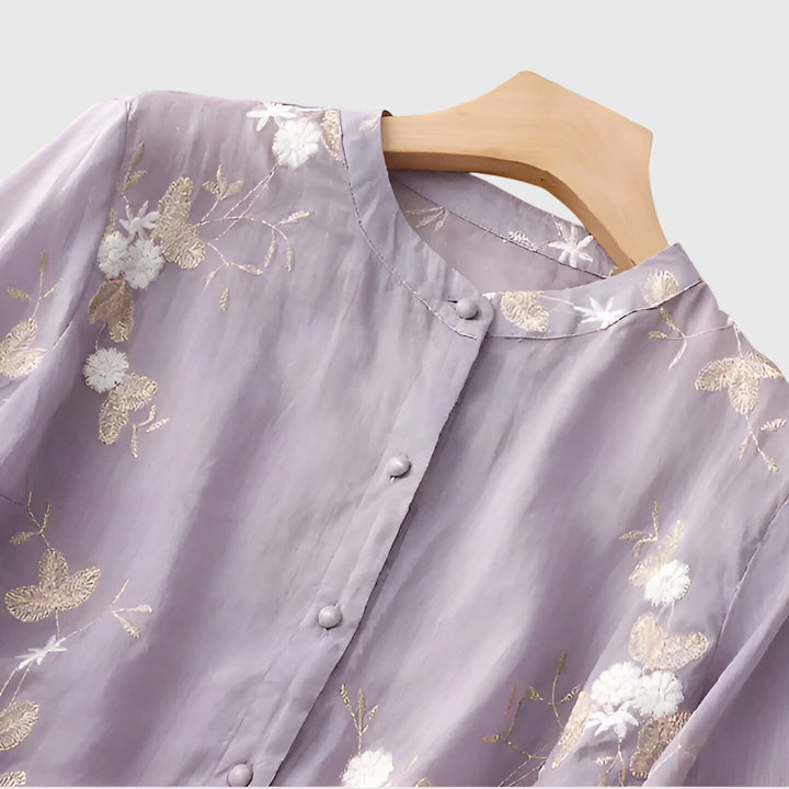Nellie | Elegant Top With Embroidered Flowers