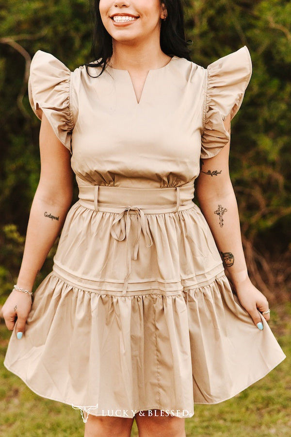 L&B Short Sleeve Ruffle Dress - 2 Colors