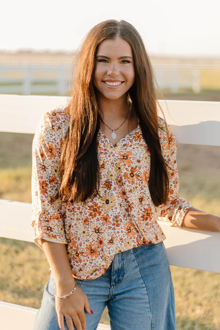 Sterling Kreek Fall Flowers Top